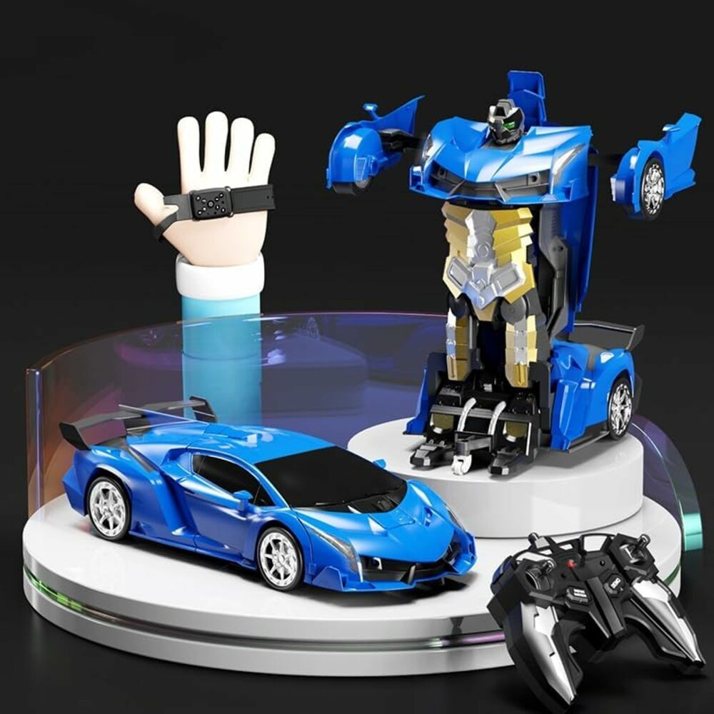 GOMINIMO Transform Car Robot Sport Car with Remote Control (Blue) GO-TCR-101-FM