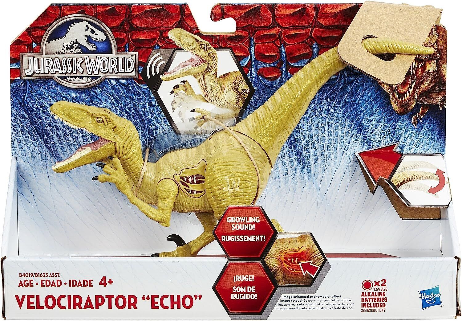 Hasbro Jurassic World Growler Velociraptor Echo Dinosaur with Sound and Lights